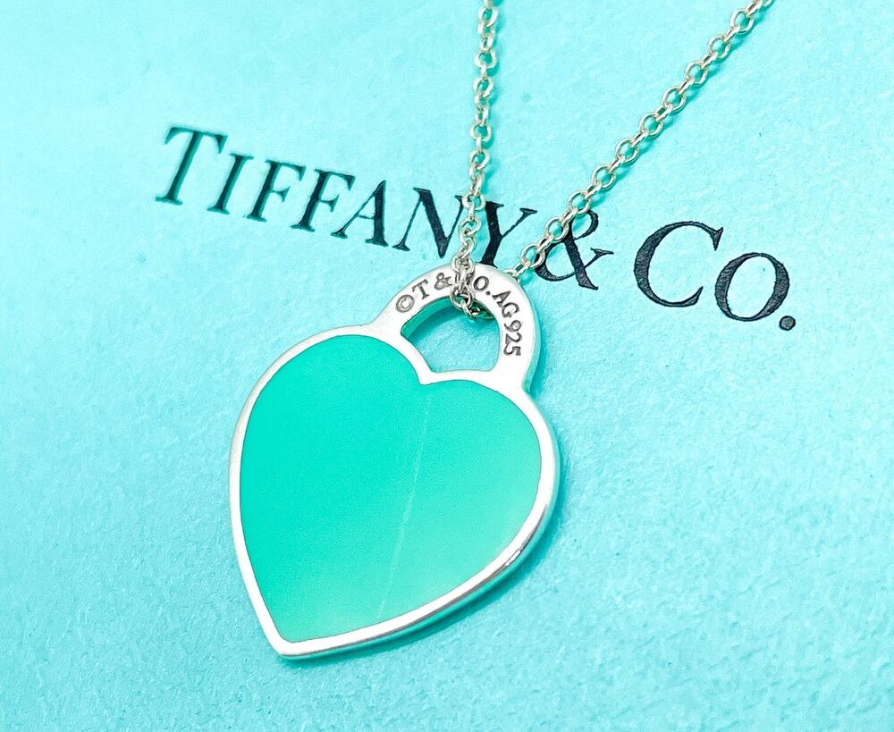 Tiffany & Co. Return to Tiffany Blue Enamel Small Heart Necklace 16-18"